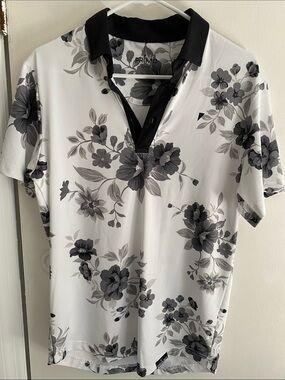 Primo Studio Men’s White & Black Floral Polo